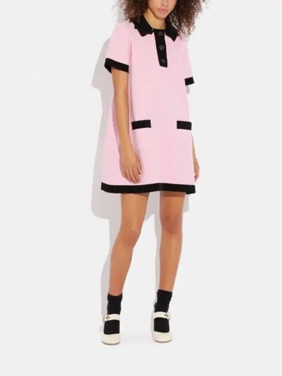 Coach Dresses & Skirts - Coach Pink Floral Knit Polo Dress
